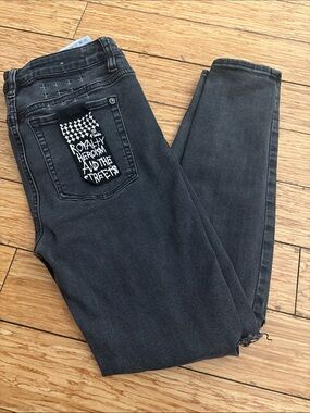 Ksubi Black Skinny Jeans with Graphic Back Pocket